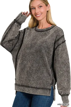 Acid Washed Exposed Seam Sweatshirt