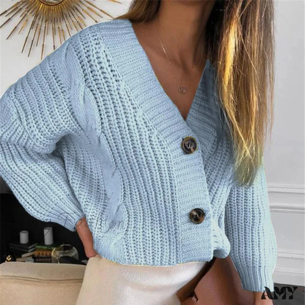 Amy Fashion - Winter Long Sleeve V Neck Jumper Cardigae