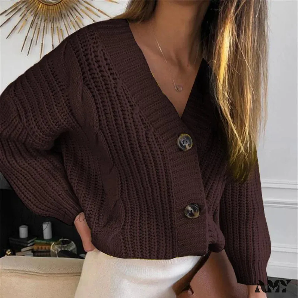 Amy Fashion - Winter Long Sleeve V Neck Jumper Cardigae