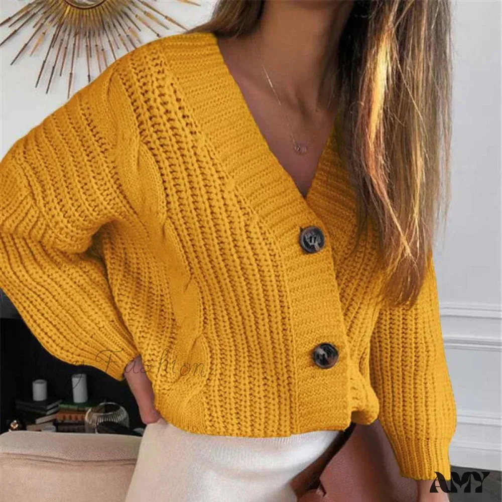 Amy Fashion - Winter Long Sleeve V Neck Jumper Cardigae