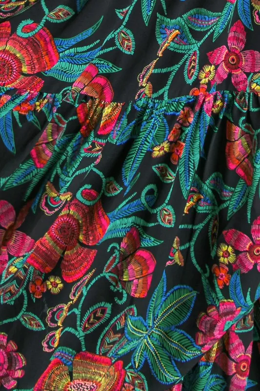 Flying Tomato Womens Printed Maxi dress black and bright paisley Print