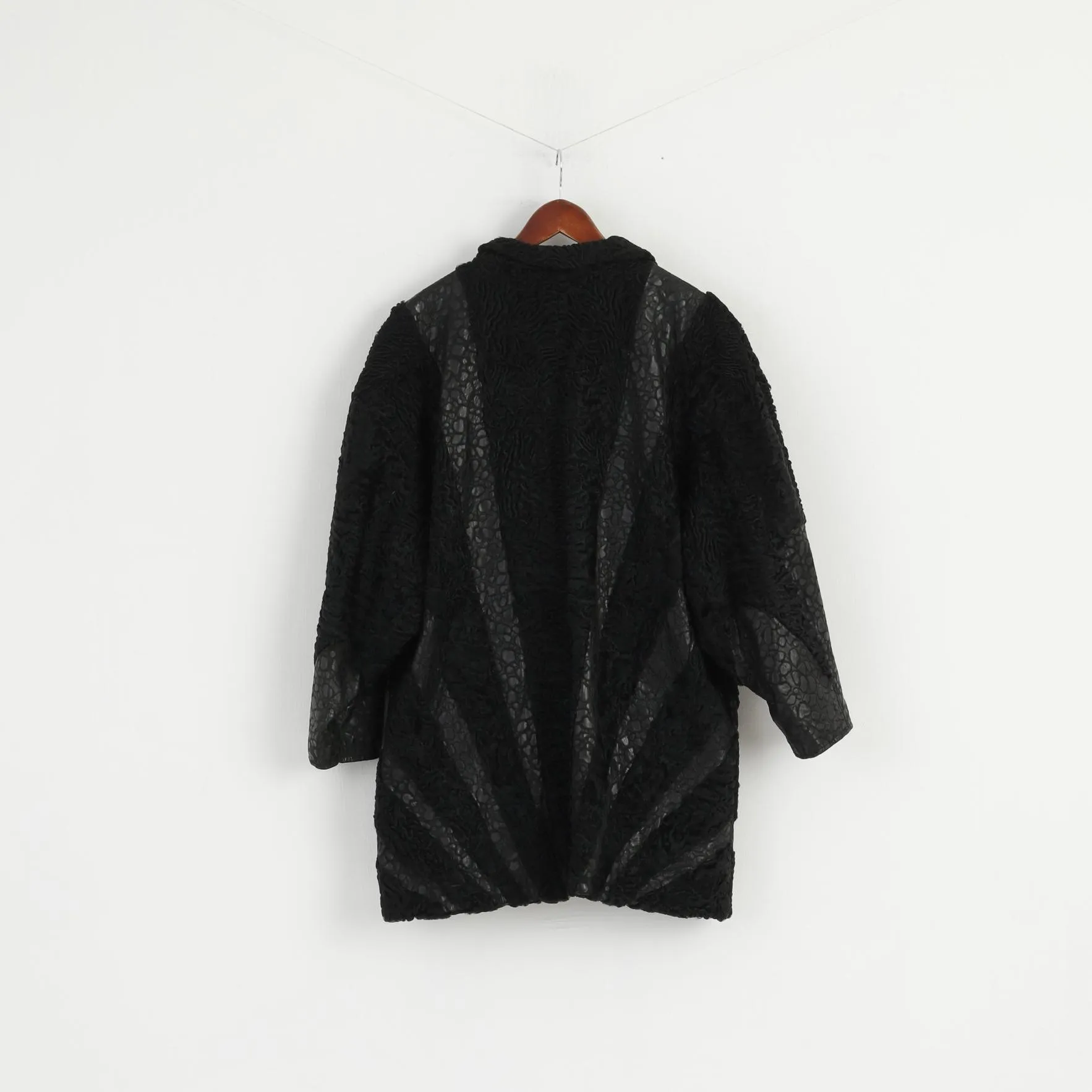 Pelz Greiner Nurnberg Women XL Coat Black Pelt Fur Karakul Leather Vintage Overcoat