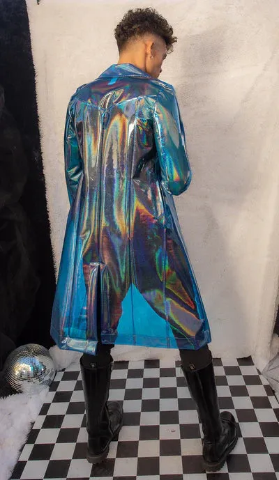 Rubberized Vinyl Trench Coat - Blue FE240
