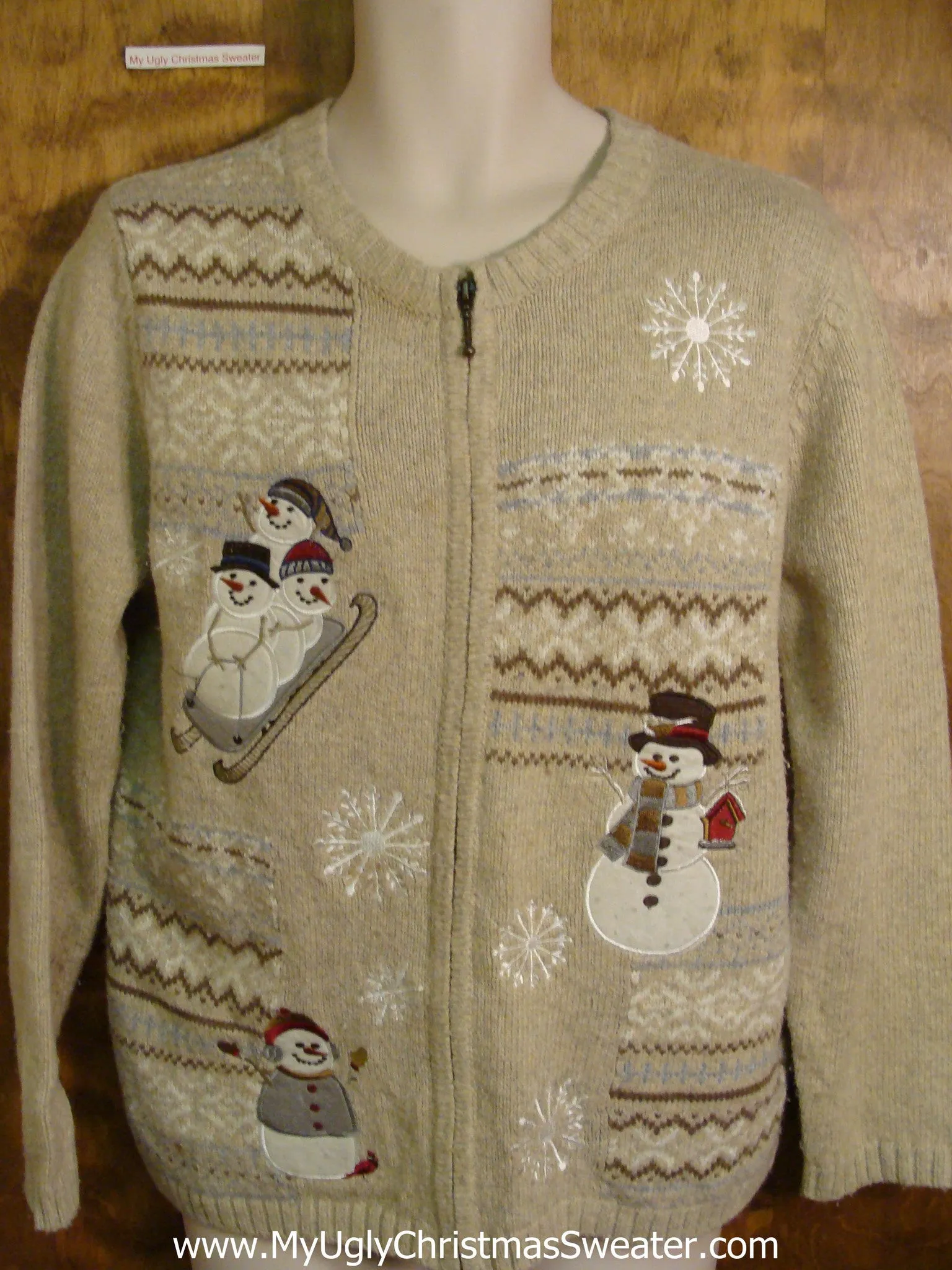 Snowmen Sledding Ugliest Christmas Sweater